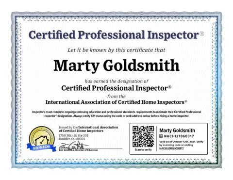 Home inspector certification from InterNACHI